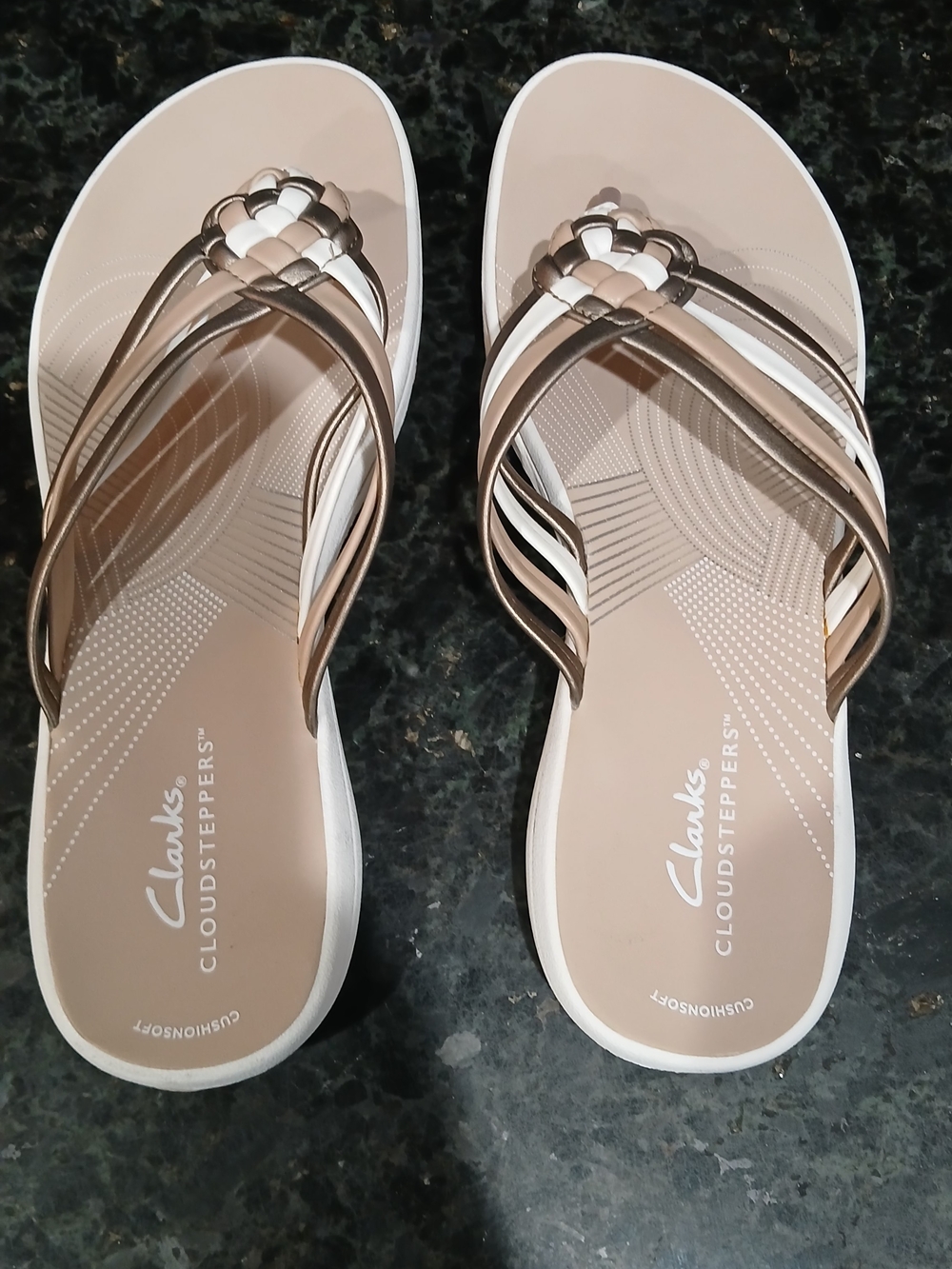 Women's, Clarks Cloudsteppers Beige Braided Sandals, Size 8